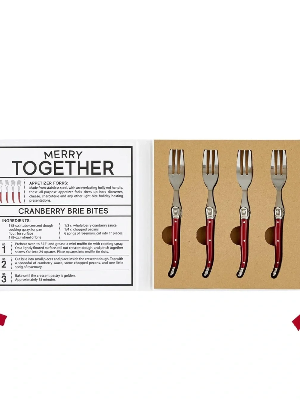 Eat Drink and Be Merry 4Pc Appetizer Charcuterie Fork gift Set - NIB